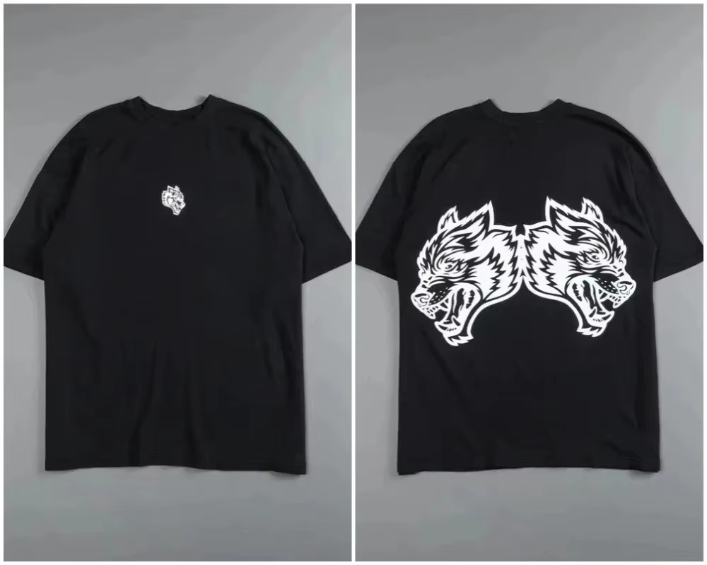 Streetwear High End Brand - เสื้อยืดลายกราฟิกหัวหมาป่าสีดำสไตล์เรโทร แบรนด์แฟชั่นสตรีทระดับไฮเอนด์ ผ้าฝ้าย สำหรับผู้ชายและผู้หญิง เสื้อผ้าสตรีทแวร์ฤดูร้อน