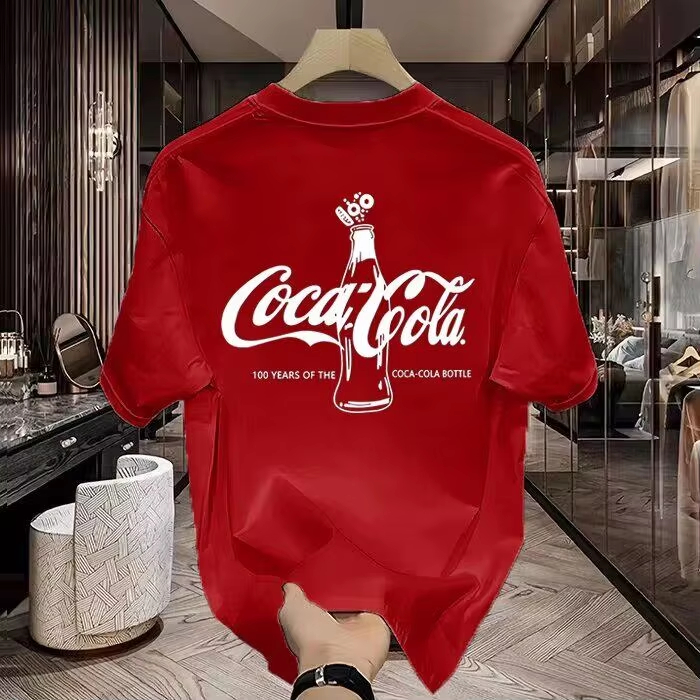 Streetwear Brand Red Logo - โลโก้เรดคลาสสิคโซดา เทรนดี้ สตรีท แบรนด์เสื้อยืดผ้าฝ้ายกราฟิกทีชายหญิงฤดูร้อนสตรีทแวร์