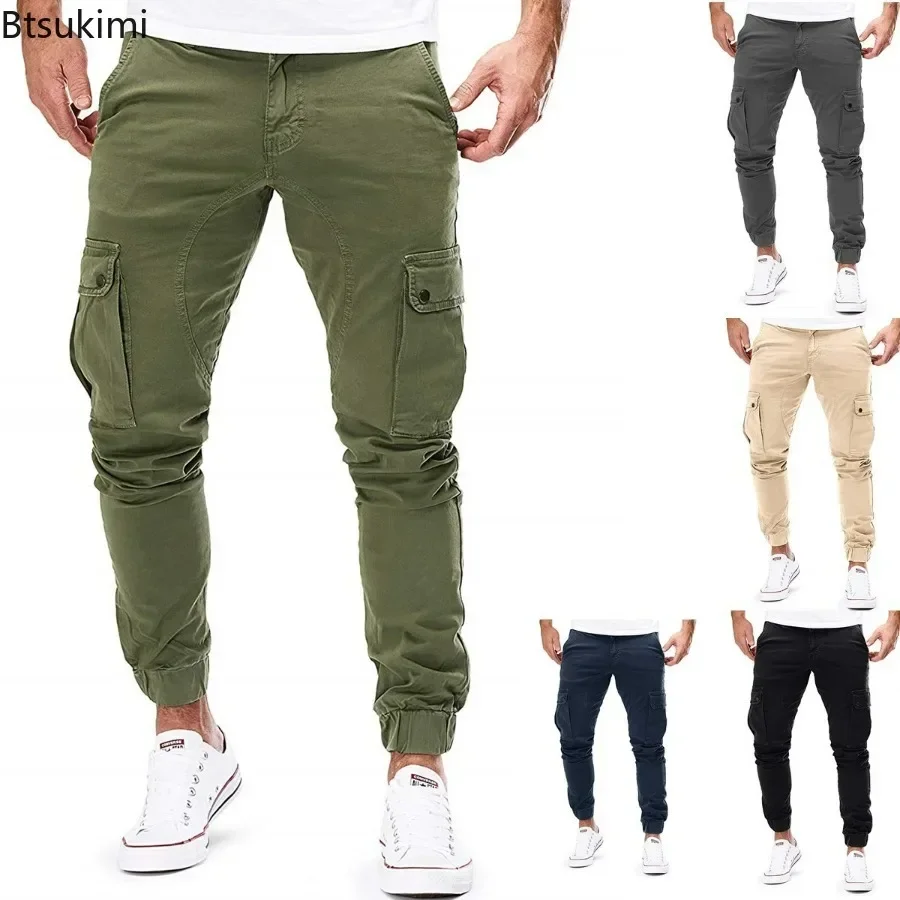 Streetwear Brand Joggers - กางเกงคาร์โก้สตรีทแวร์ผู้ชายปี 2026 กางเกงวอร์มแฟชั่น กางเกงจ็อกเกอร์ลำลองผู้ชาย กางเกงสีพื้นผ้าฝ้าย กางเกงแทร็คแบรนด์ผู้ชาย