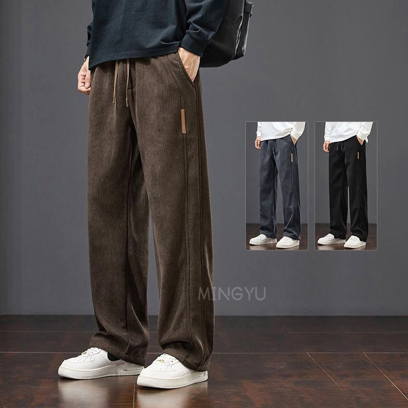 Streetwear Brand Joggers - กางเกงขายาวผ้าลูกฟูกคุณภาพสูงสำหรับผู้ชาย สไตล์คาร์โก้ ทำงาน หนา ทรงหลวม สตรีทแวร์