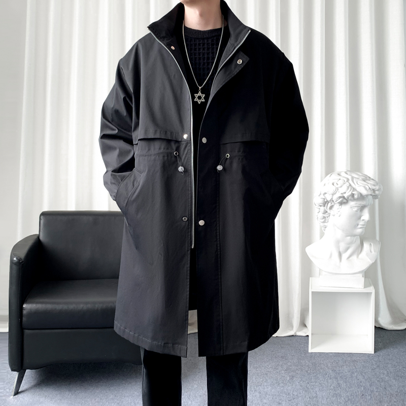 Streetwear Brand For Men - Trench coat ยี่ห้อใหม่ Trench เสื้อกันหนาวผู้ชายเกาหลีแฟชั่นชายยาว Windbreaker