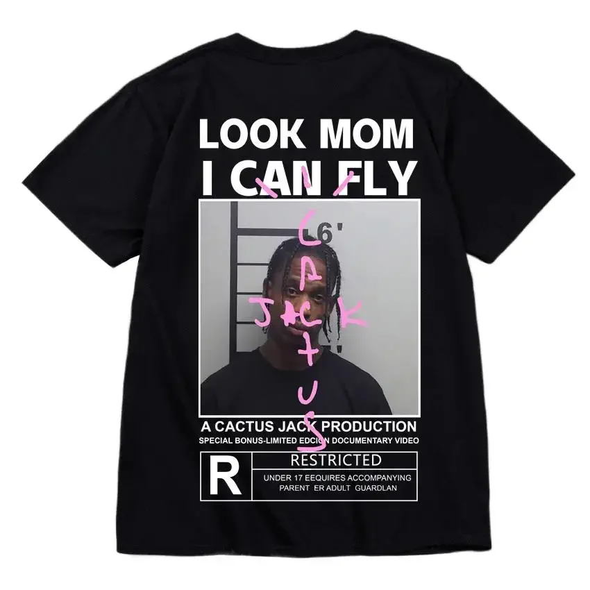Cactus Jack Tee - เสื้อยืดแขนสั้นสไตล์ฮิปฮอปผ้าฝ้ายที่มีคุณภาพสูงสำหรับผู้ชายผู้หญิง