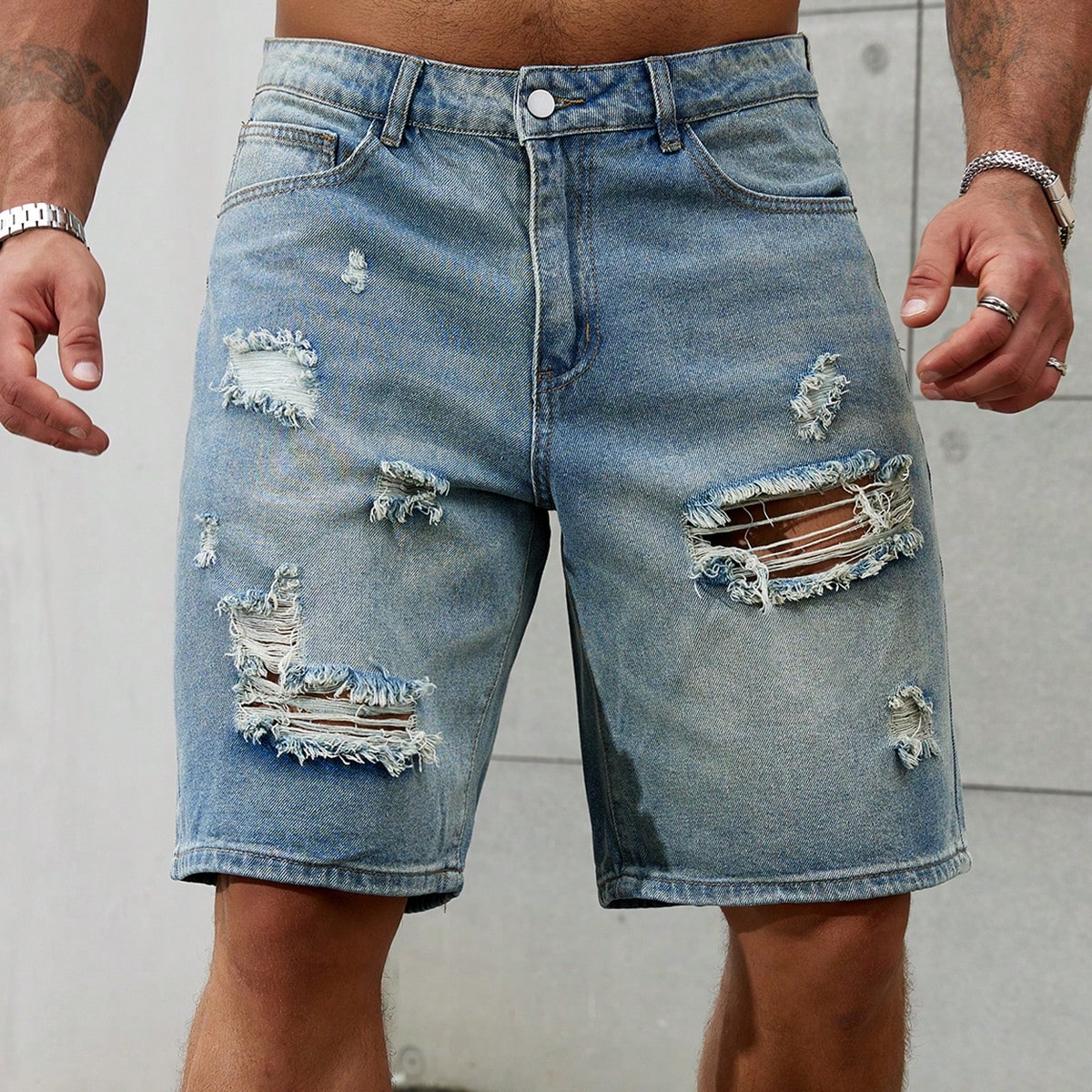 Streetwear Brand For Men - แฟชั่นใหม่สำหรับผู้ชายเสื้อผ้าแบรนด์ยีนส์ขาสั้นลายขาดเบอร์มิวดากางเกงขาสั้นผ้าฝ้ายระบายอากาศผ้าเดนิมสตรีทแวร์กางเกงขาสั้นผู้ชาย