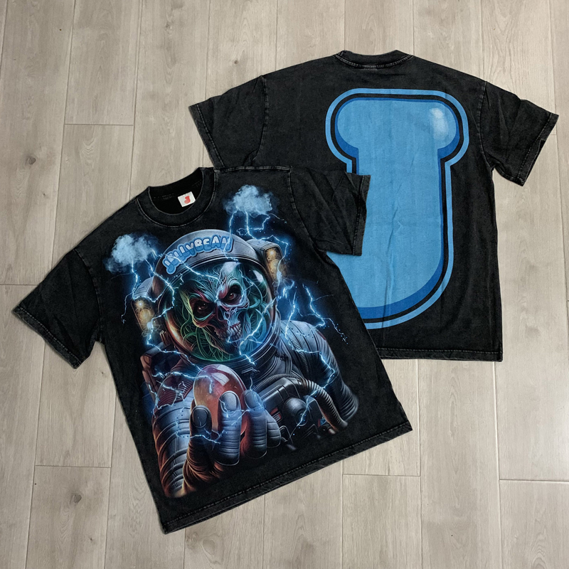 Streetwear High End Brand - เสื้อยืดแขนสั้นสไตล์อเมริกันแบรนด์สตรีทแวร์ระดับไฮเอนด์รุ่นใหม่ประจำฤดูร้อน Jellybean Nuke สำหรับผู้ชายและผู้หญิง มีสินค้าพร้อมส่ง