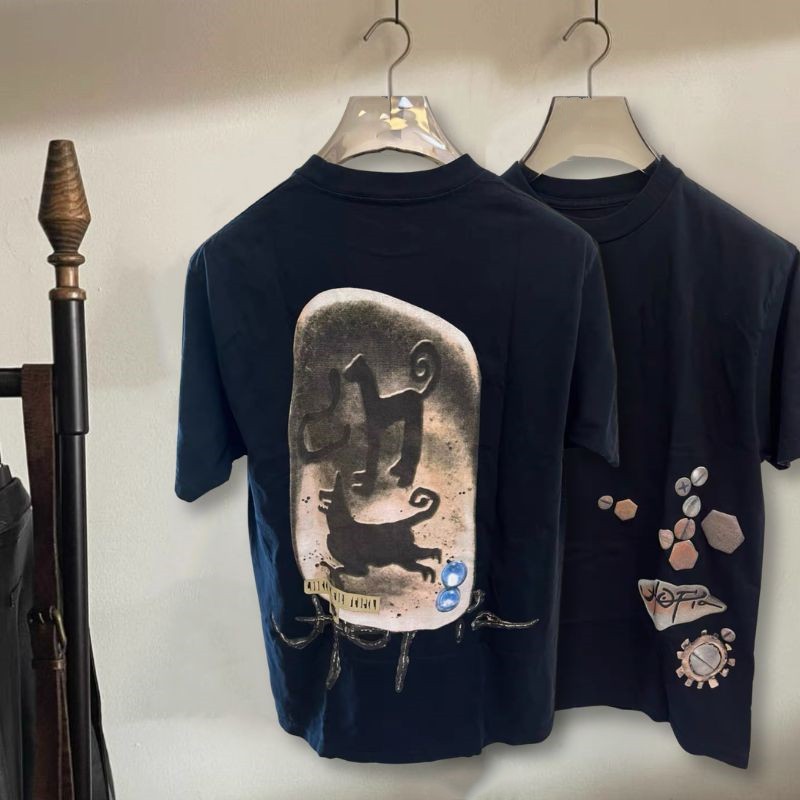 Cactus Jack Tee - ยูโทเปีย แคคตัส แจ็คเสื้อยืดฤดูร้อนผู้ชายเสื้อพิคโทกราฟิกพิมพ์ลายแขนสั้นสีดำชุดสตรีทผู้หญิงเสื้อยืดคอกลม