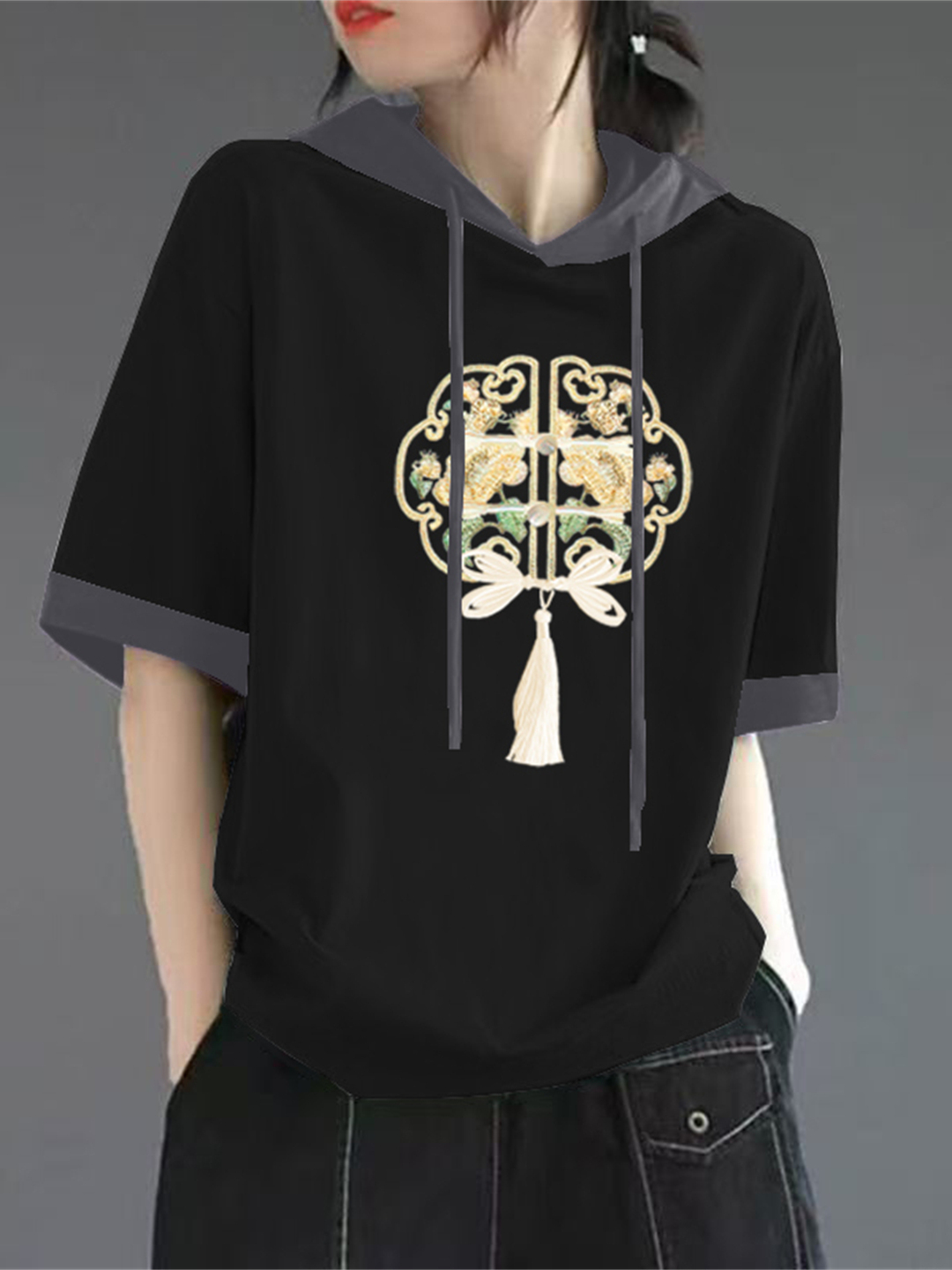 เสื้อยืดแขนสั้นผ้าฝ้ายสีแดงสำห - Streetwear High End Brand บทวิจารณ์และราคา