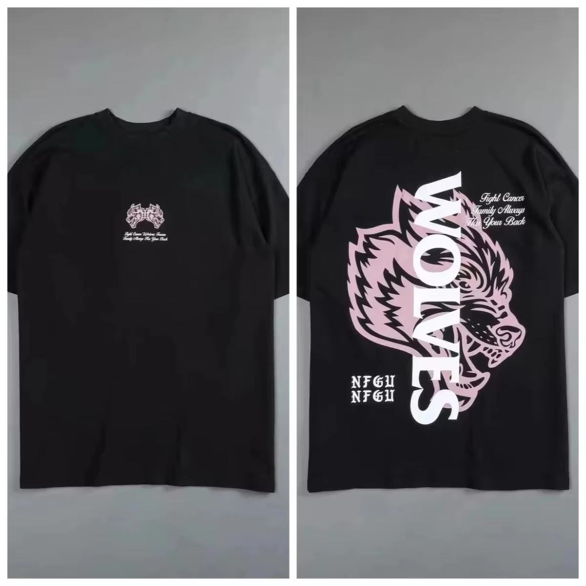 เสื้อยืดลายกราฟิกหัวหมาป่าสีดำ - Streetwear High End Brand บทวิจารณ์และราคา