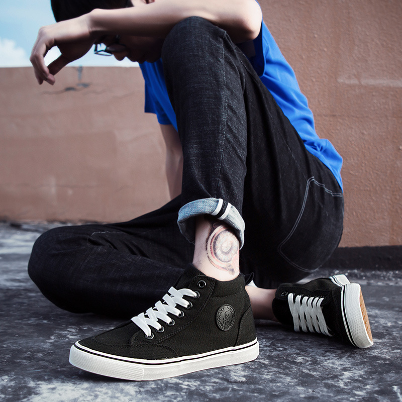 Mens High Top รองเท้าแฟชั่นผ้า - Streetwear Brand Shoes บทวิจารณ์และราคา